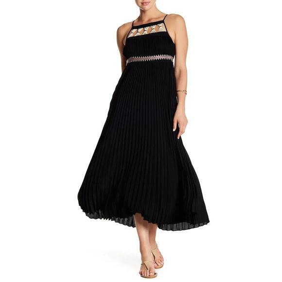 RACHEL ZOE NEW $445 Sleeveless Gwynn Pleated Gown Dress Black‎ Large - Picture 1 of 5